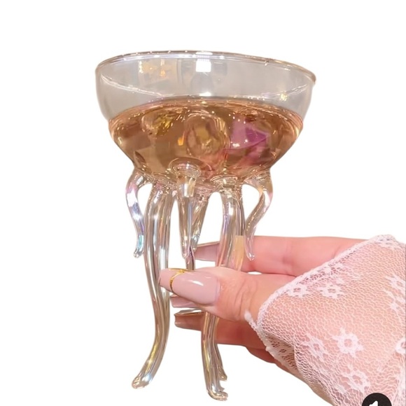 Hand Blown Jelly Fish Glass Martini Glass - Picture 1 of 6